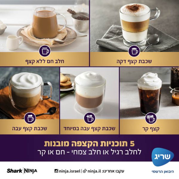 5 תוכניות הקצפה מובנות לחלב רגיל או חלב צמחי