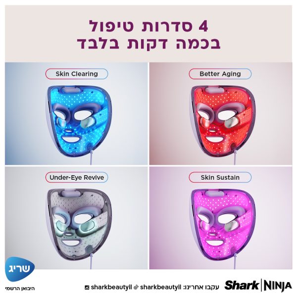 מסכת LED טיפולית לעור הפנים CryoGlow FW312EU מבית Shark
